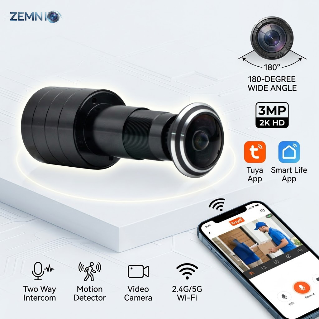 Peephole Camera Viewer - 3MP 2K WiFi deurkijker camera, 180°
