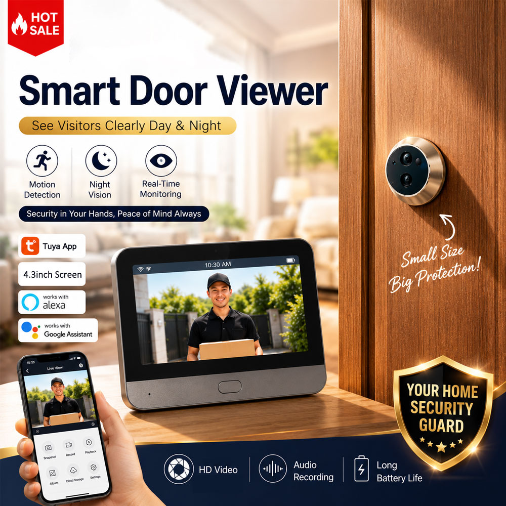 Home Security Google Camera - Tuya Smart 5MP deurcamera met kijkgaatje,