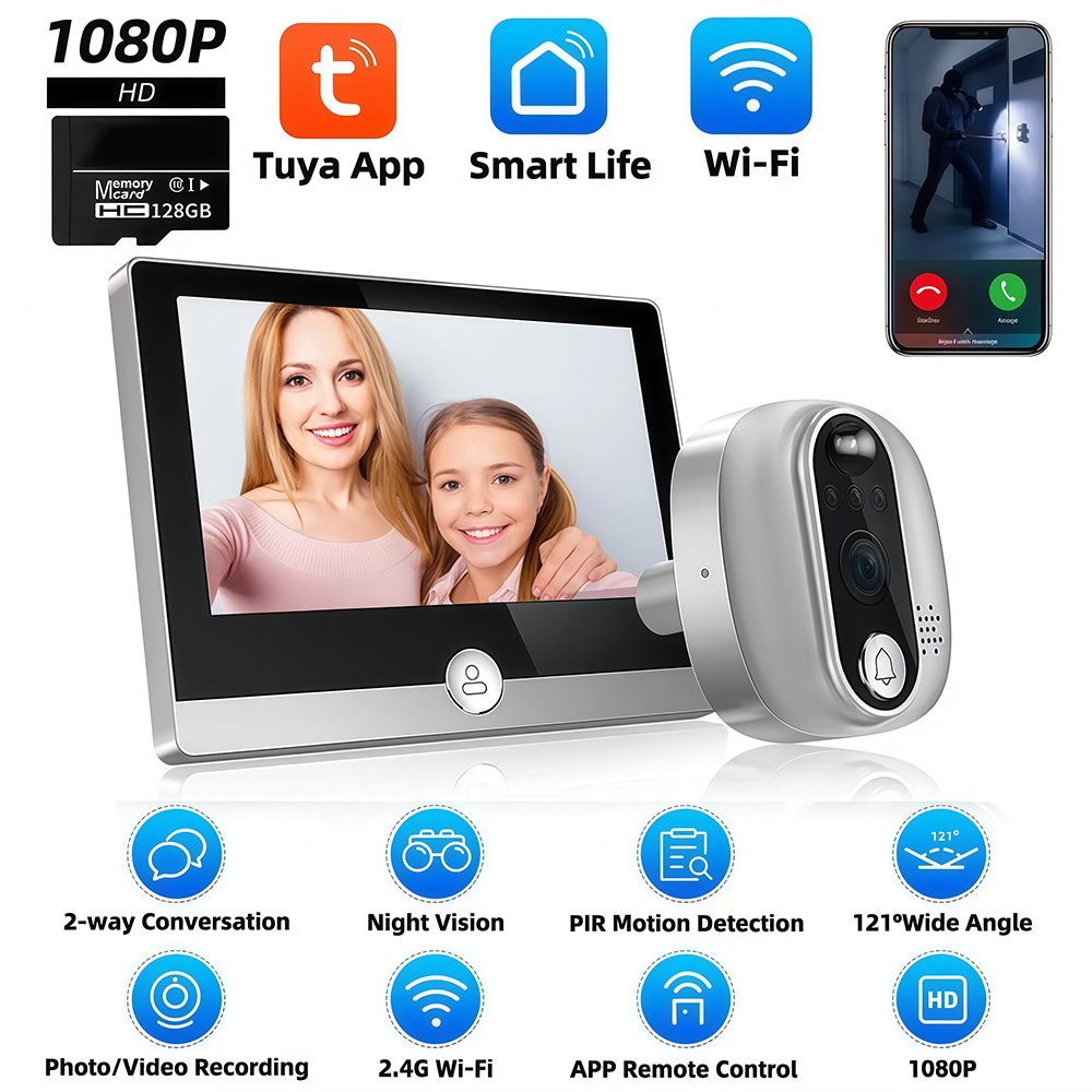 Peephole Camera Viewer - Tuya 1080P WiFi Deurbel Camera Google