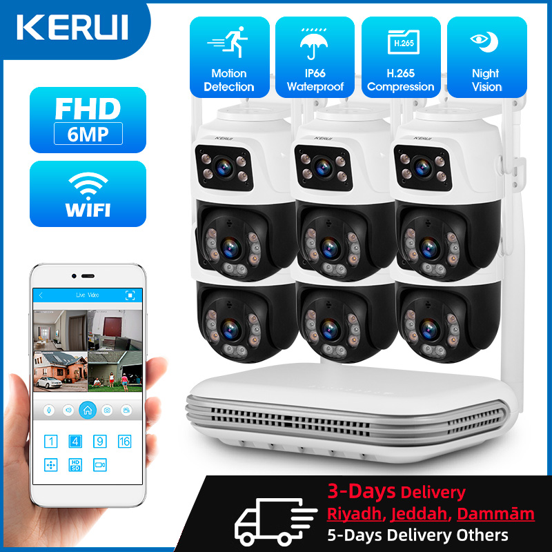 Home Security Video Cameras - KERUI Waterdichte 6MP HD Draadloze Dual