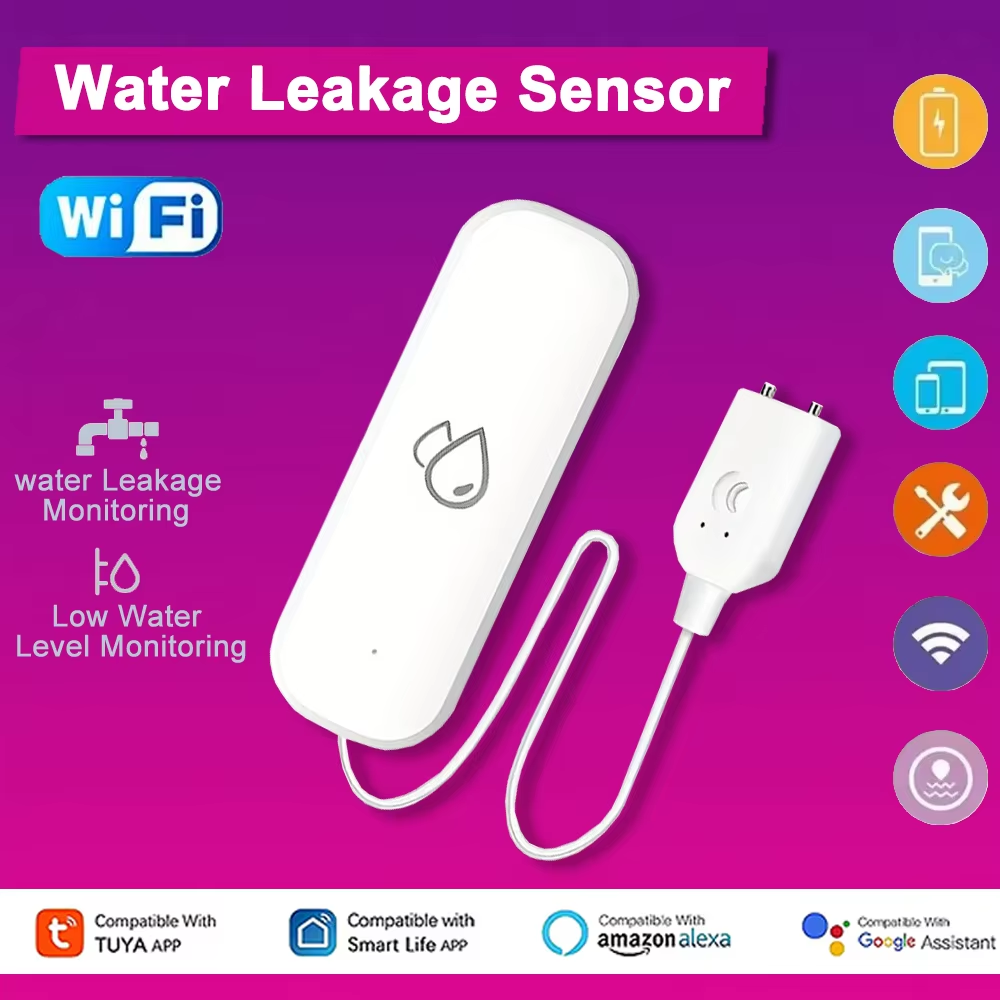 Home Security With Monitoring - Tuya WiFi Waterlekkage Alarmsensor Smart Home