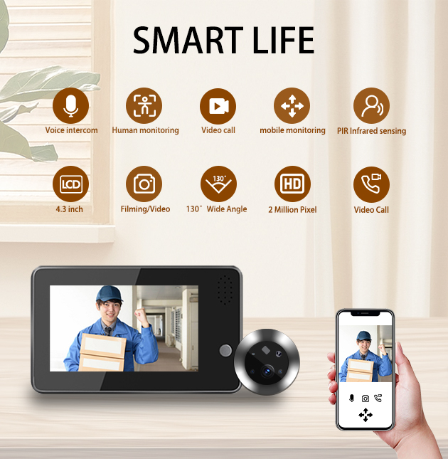 Home Security Video Cameras - 4,3 inch Tuya Smartlife WiFi Deurbel